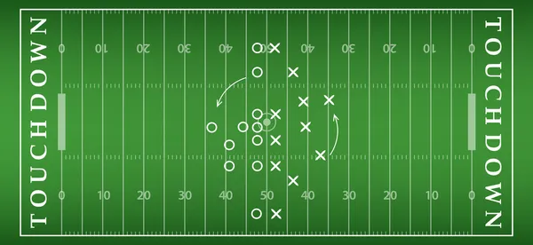 Amerikaanse Voetbal achtergrond van een veld met kunstgras. Voetbal gezichtsveld van bovenaf. eps10 indeling vectorillustratie — Stockvector