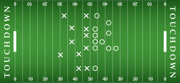 Campo di football americano sfondo con tappeto erboso artificiale. campo di calcio vista dall'alto. eps10 formato vettoriale illustrazione — Vettoriale Stock