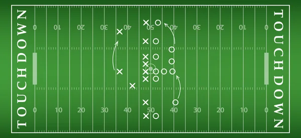 Американское футбольное поле с искусственным покрытием. вид сверху на футбольное поле. Векторная иллюстрация формата eps10 Стоковый вектор
