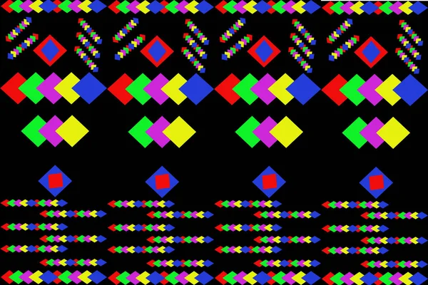 Colorido Forma Geométrica Formar Padrão Sobre Fundo Preto — Fotografia de Stock