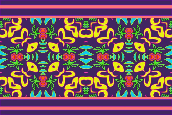 Die Dekoration Der Ethnischen Streifen Mit Farbenfrohem Stil Stoffkunst Design — Stockfoto