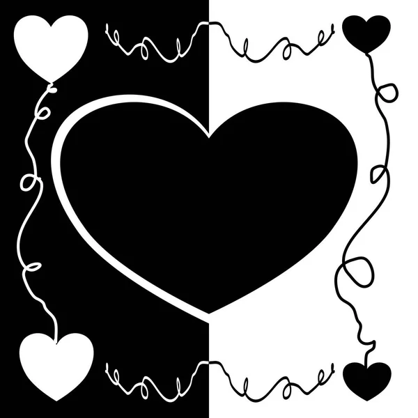 Διακόσμηση Του Σχήματος Της Καρδιάς Μαύρο Και Άσπρο Φόντο Σχέδιο — Φωτογραφία Αρχείου