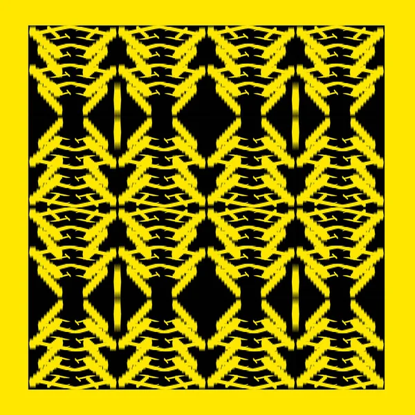 Yellow Geometric Shape Form Pattern Black Background Fashion Art Design — Stockfoto