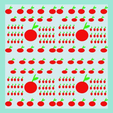 Red cherry from geometric shape form a pattern in cartoon character,fashion art design ornament