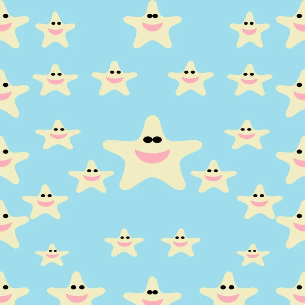 The decoration of stars with smiling in cartoon character form a pattern on pastel background