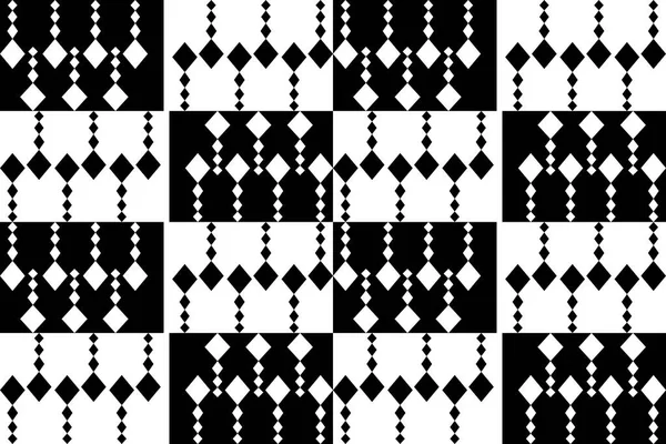 黒と白のトーンで正方形の形状の装飾 民族ストライプ ファッションアートデザイン — ストック写真