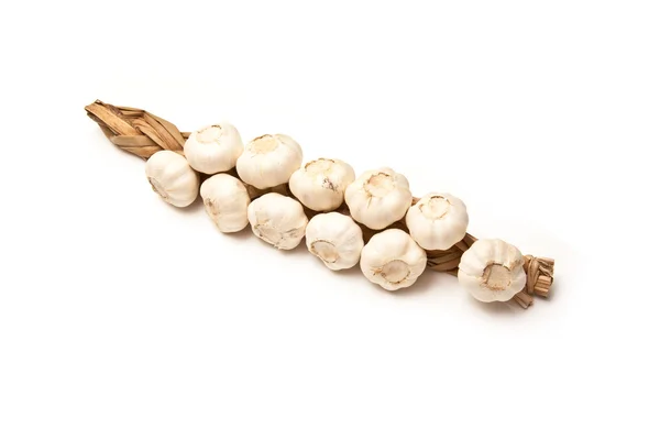 String of garlic bulbs — Stock Photo, Image