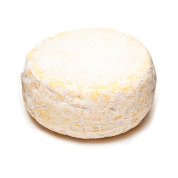 Petit Reblochon cheese isolated on a white studio background. — Stock Photo, Image