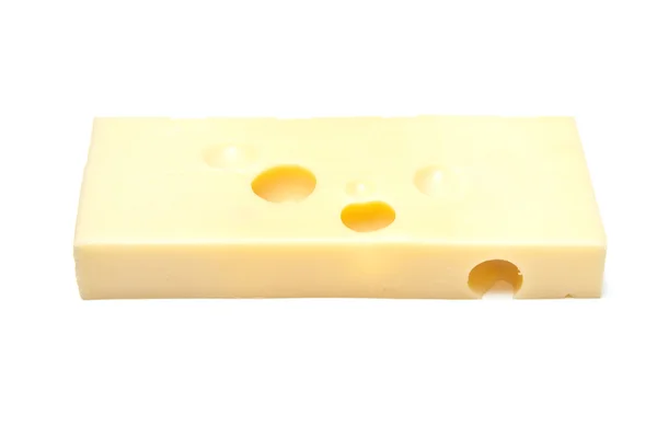 Fromage suisse Emmental isolé sur fond de studio blanc . — Photo