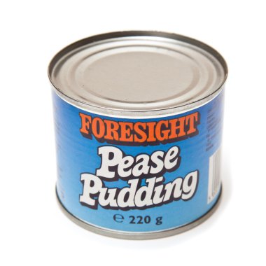 ona beyaz stüdyo arka plan konserve bezelye puding izole.