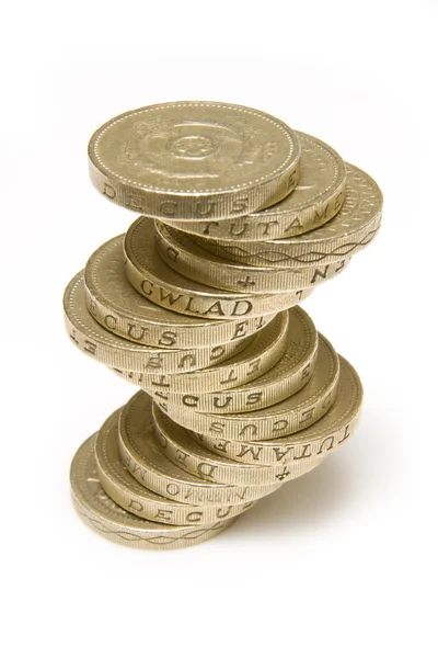 British coins arranged in stack — Stock Photo, Image