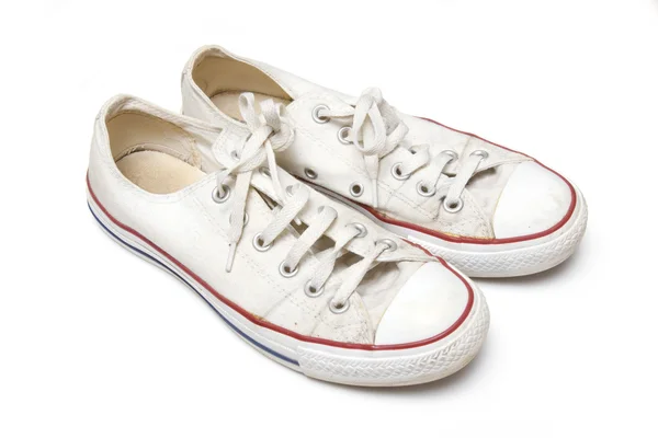 Pair of new white sneakers — Stock Photo, Image