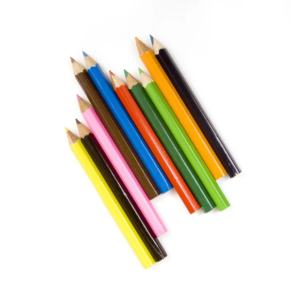 Um arranjo colorido de lápis de cera — Fotografia de Stock