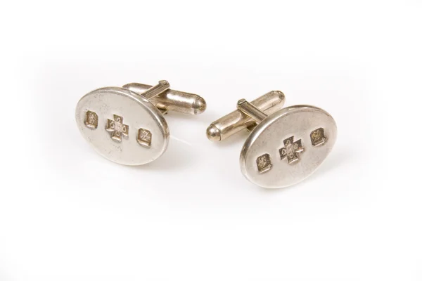 Solid silver cuff links — Stock Photo, Image