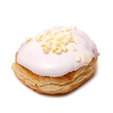 buzlu donught izole bir arka planda beyaz studio.