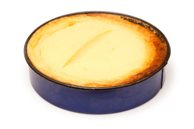 new york cheesecake bir arka planda beyaz stüdyo izole.