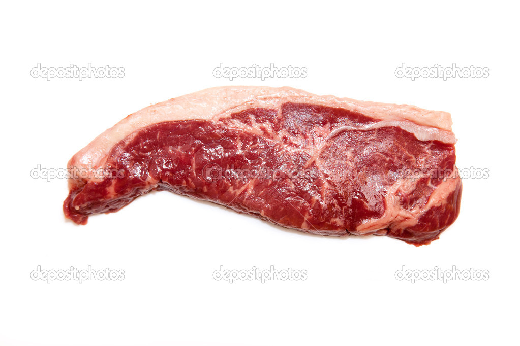 Sirloin steak isolated on a white studio background.