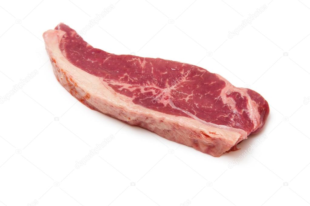 Sirloin steak isolated on a white studio background.