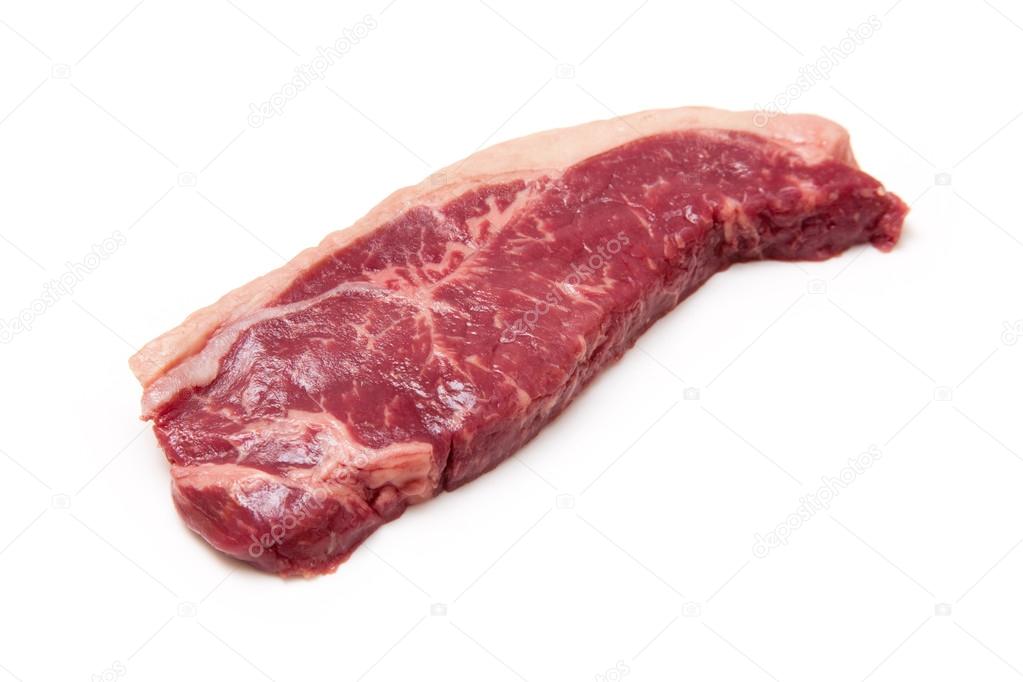 Sirloin steak isolated on a white studio background.