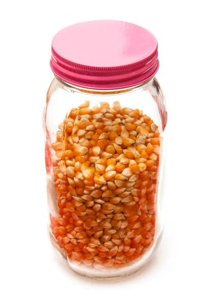 罐子里的爆米花 — 图库照片