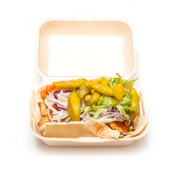 Chicken kebab isolated on a white studio background. — Stock Photo, Image