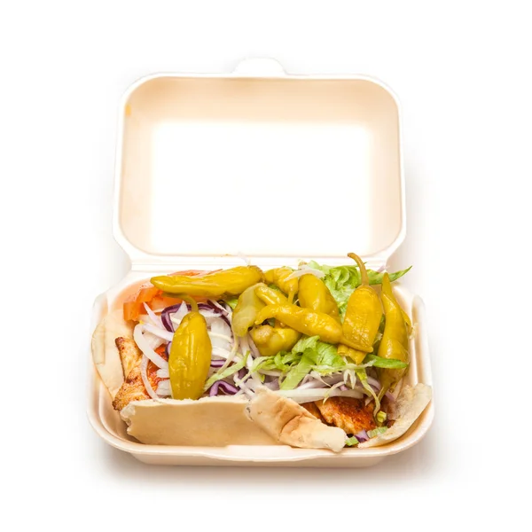 Chicken kebab isolated on a white studio background. — Stock Photo, Image