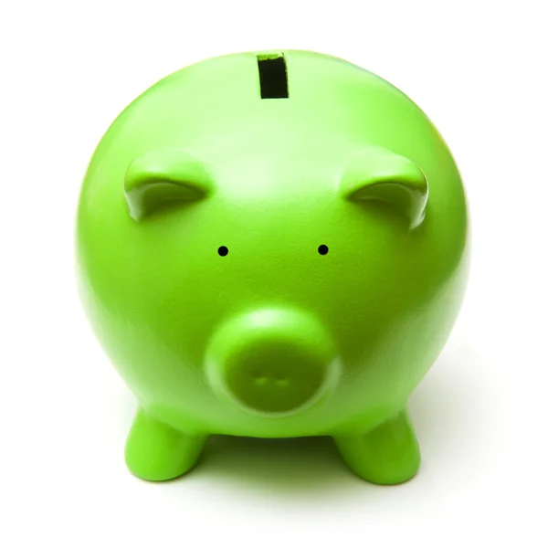 Green piggy bank money box. — Stock Photo, Image