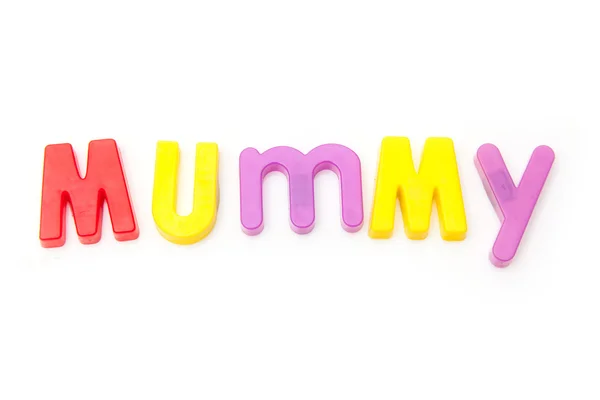 Mummie in magnetische letters geschreven — Stockfoto