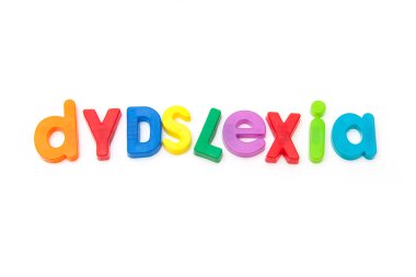 Dyslexia written in magnetic letters clipart