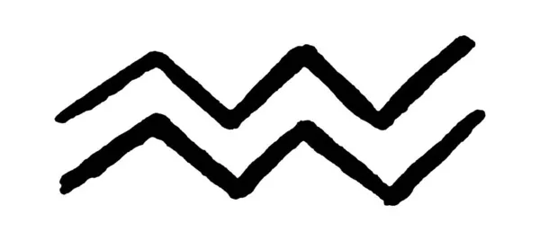 Sammlung von Tierkreiszeichen, handgezeichnet mit Tuschpinsel. Vektorgrafik Wassermann — Stockvektor