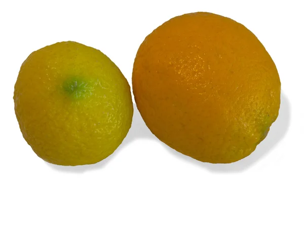 Citron och orange på en vit bakgrund. — Stockfoto