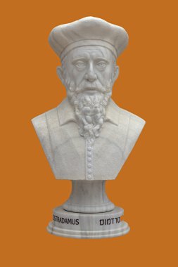 Nostradamus. The Bust of white marble. clipart
