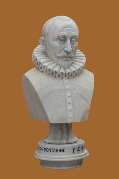 Montaigne. die Büste aus weißem Marmor. — Stockfoto