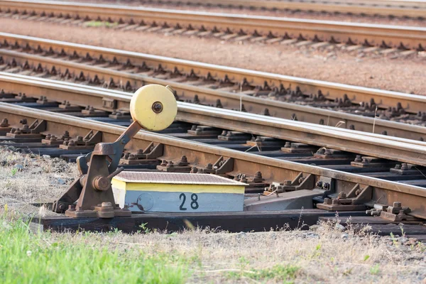 Switch on railroad track — Stock Photo, Image