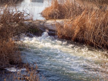Bahar mevsiminde bir dağ nehrinde Beyazsu