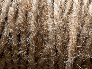 Kaba bir ipin makro dokusu. Sanatçılık konsepti. Merkez resmi