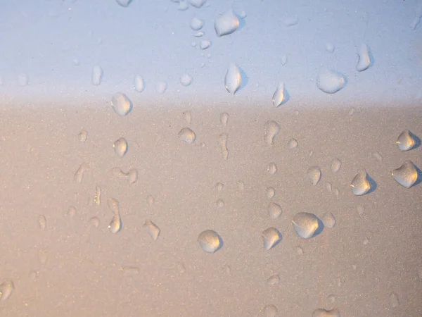 Water Droplets Silver Bodywork Vehicle Rainfall Image — Foto Stock