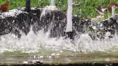 water running in a fountain in summer. Concept of climate change. High quality FullHD footage
