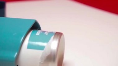 video of inalator for asthma. Concept of lung disease. High quality FullHD footage