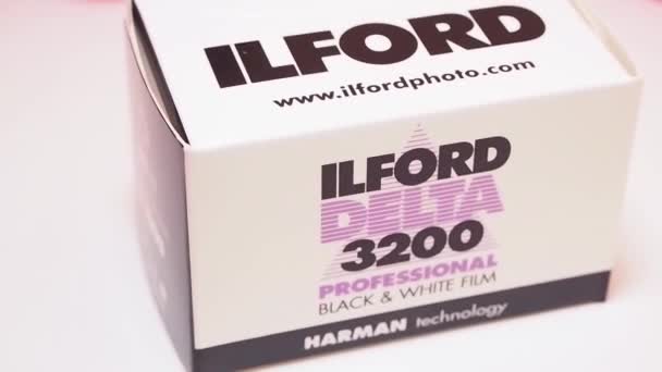 Zamora Spain 2022 Ilford Delta 3200 Roll Film White Background — Stock videók