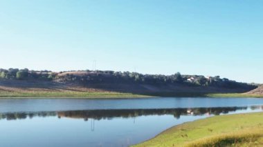 video of an empty reservoir due to drought and climate change Footage video. High quality FullHD footage