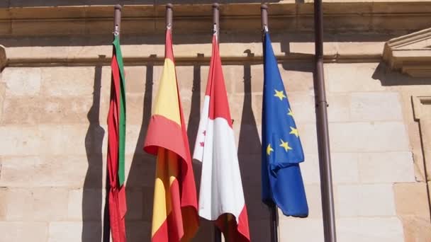 European Spanish Flags Roof Building Europe Image — Stock videók