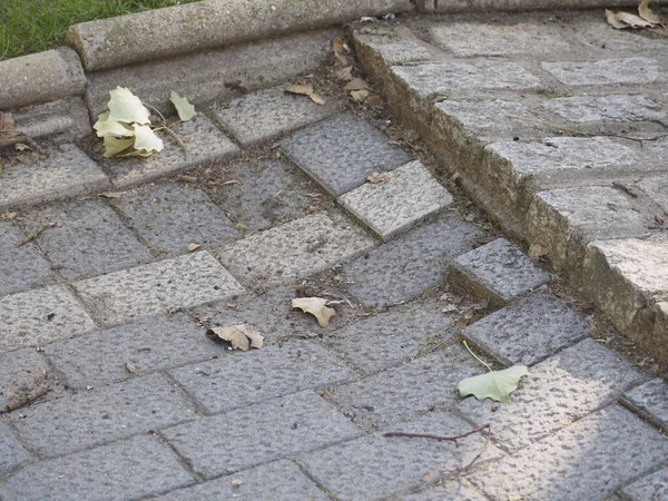 Uneven Sidewalk Tiles Potholes Insecurity Risk Image — Stock Photo, Image