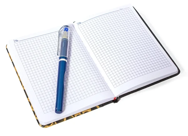 Notebook with blue pen — Stock Photo, Image