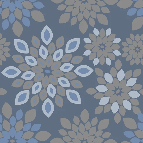 Fondo Patrón Repetición Floral Azul Oscuro Gris — Vector de stock