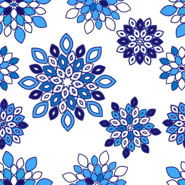 Μπλε Πλακιδίων Floral Επανάληψη Μοτίβο Σχεδιασμός Φόντου — Διανυσματικό Αρχείο