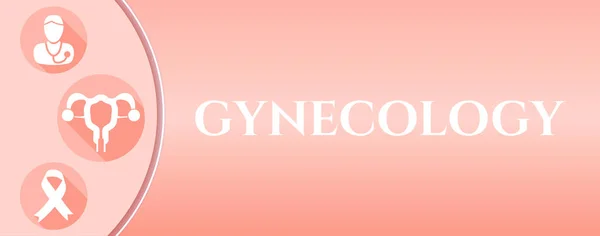 Gynekologie Broskvové Barevné Ilustrace Pozadí Lékařskými Ikonami — Stockový vektor