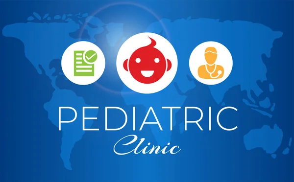 Pediatrická Klinika Základní Ilustrační Plakát Mapou Světa — Stockový vektor