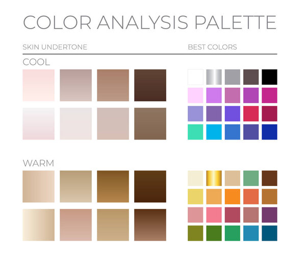Color Analysis Palette by Cool and Warm Skin Tones and the Best Color Swatches