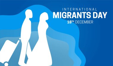 Blue International Migrants Day Background Illustration with Abstract Water Waves clipart